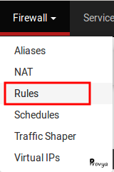 menu Firewall > Rules