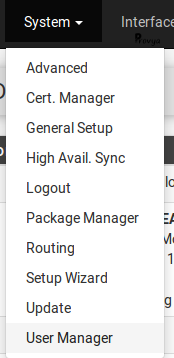 menu System > User Manager