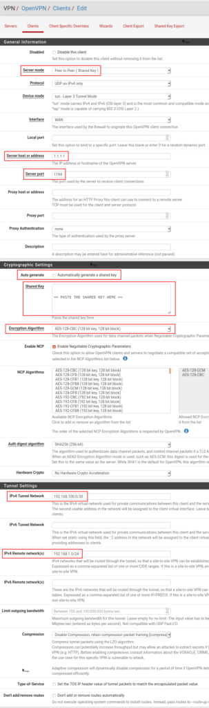 OpenVPN client configuration