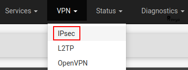 menu VPN > IPsec