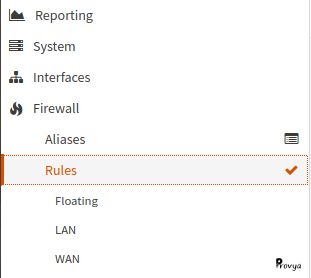 menu Firewall > Rules