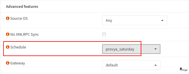 Time based firewall rule example