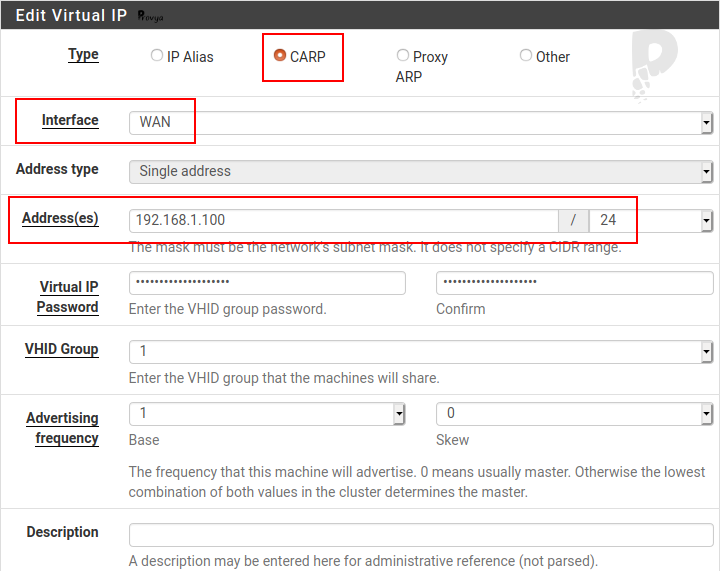 virtual IP configuration