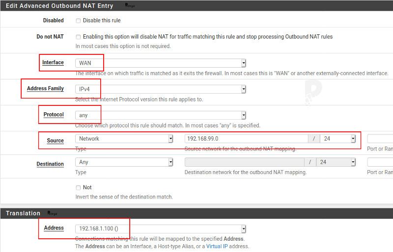 Outbound NAT rule