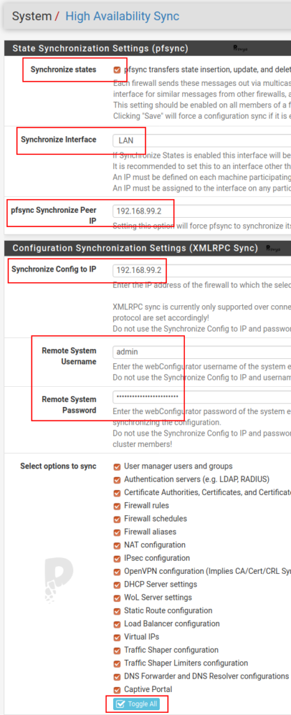 High Availability configuration