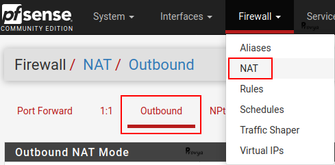 menu Firewall > NAT