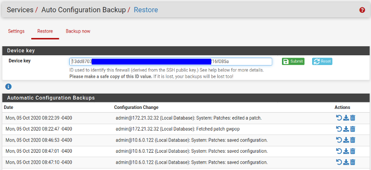Automatic configuration backups