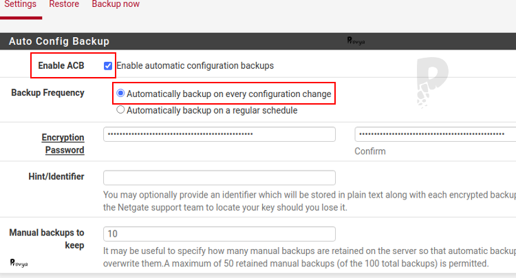 automatically backup on every configuration change