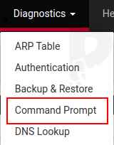 menu Diagnostics > Command Prompt