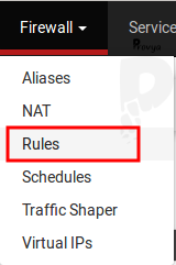 menu Firewall > Rules