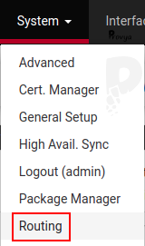 menu System > Routing
