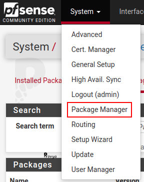 menu System > Package Manager