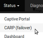 menu Status > CARP (failover)