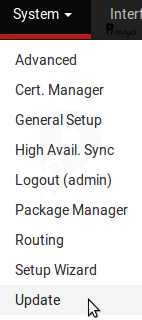 menu System > Update