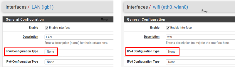 Network interface configuration