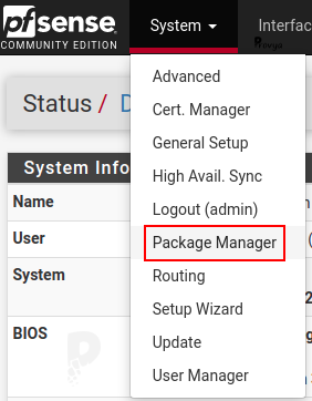 menu System > Package Manager