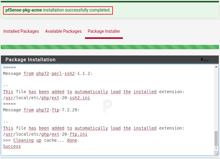 Package successfully installed