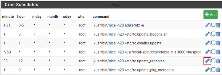 edit cron entry on pfSense (Provya)