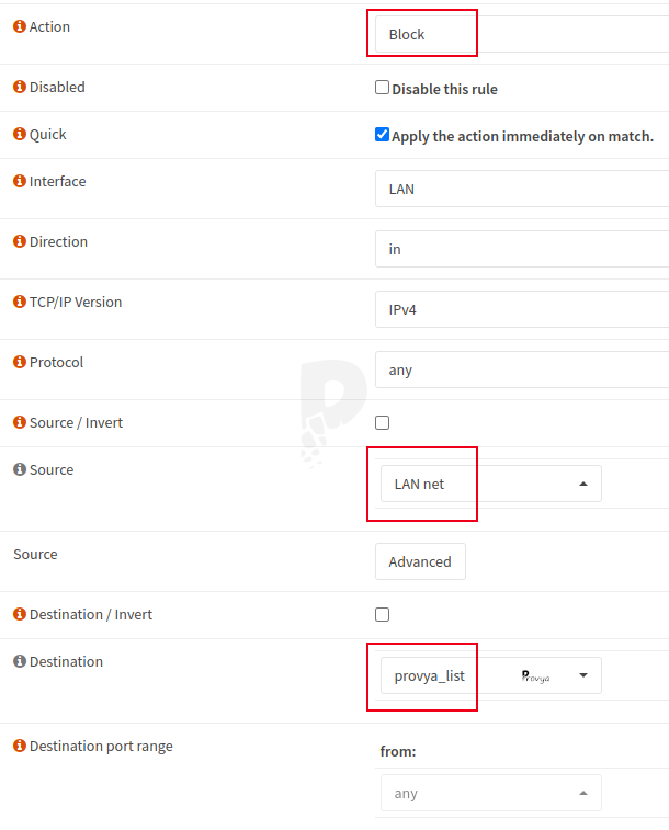 configuring a block rule on lan interface (OPNsense)