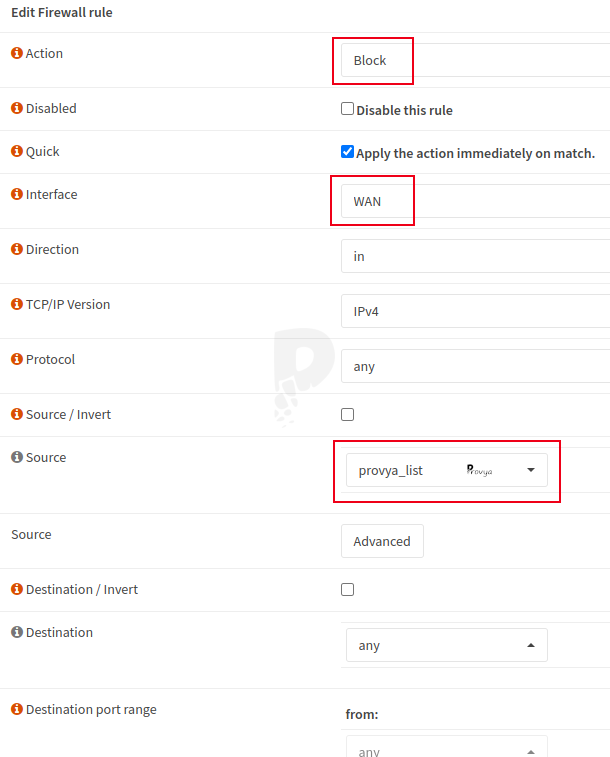 configuring a block rule on wan interface (OPNsense)